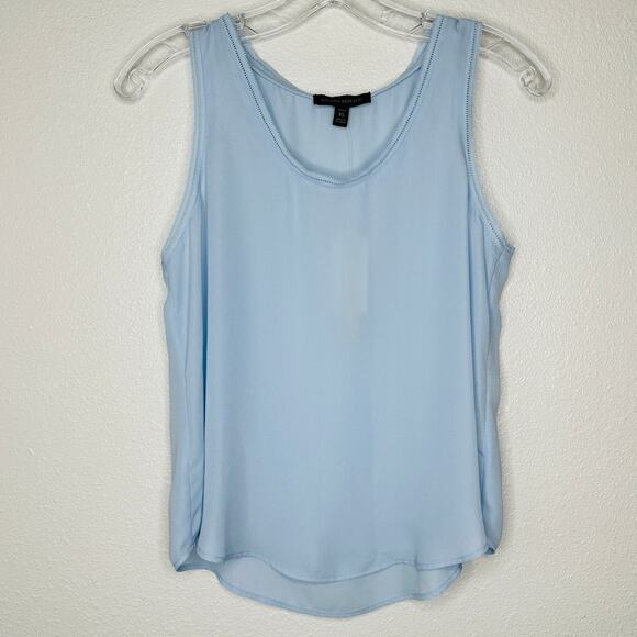 NWT Banana Republic Light Blue Picot Trim Semi Sheer Tank Top XSP - Picture 2 of 11